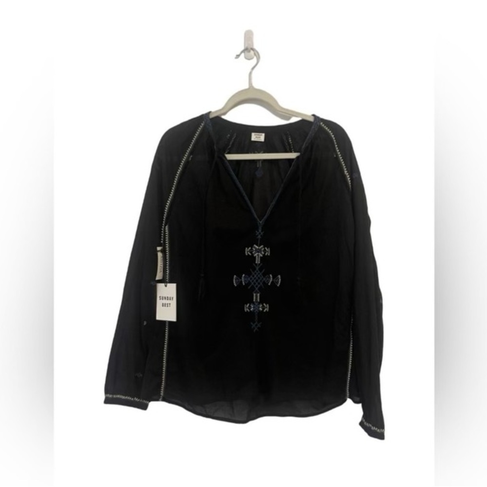 NWT Aritzia Sunday Best Embroidered Annalise Bohemian, gypsy boho cotton  top M